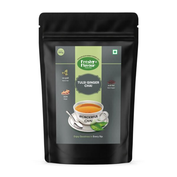 Fresh n Flavour Tulsi Ginger CTC Chai 250g pouch front