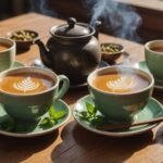 Two contrasting cups of chai comparison showing Delightful Chai's light golden brew beside Flavourfu