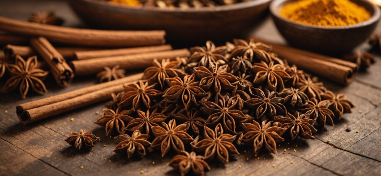 Aromatic masala chai spices including cardamom, cinnamon, and ginger showing health benefits