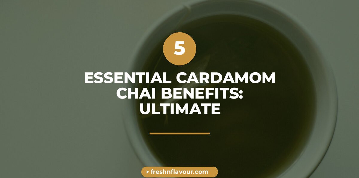 Golden cardamom chai in a glass cup with fresh green cardamom pods, mint and lemongrass highlighting