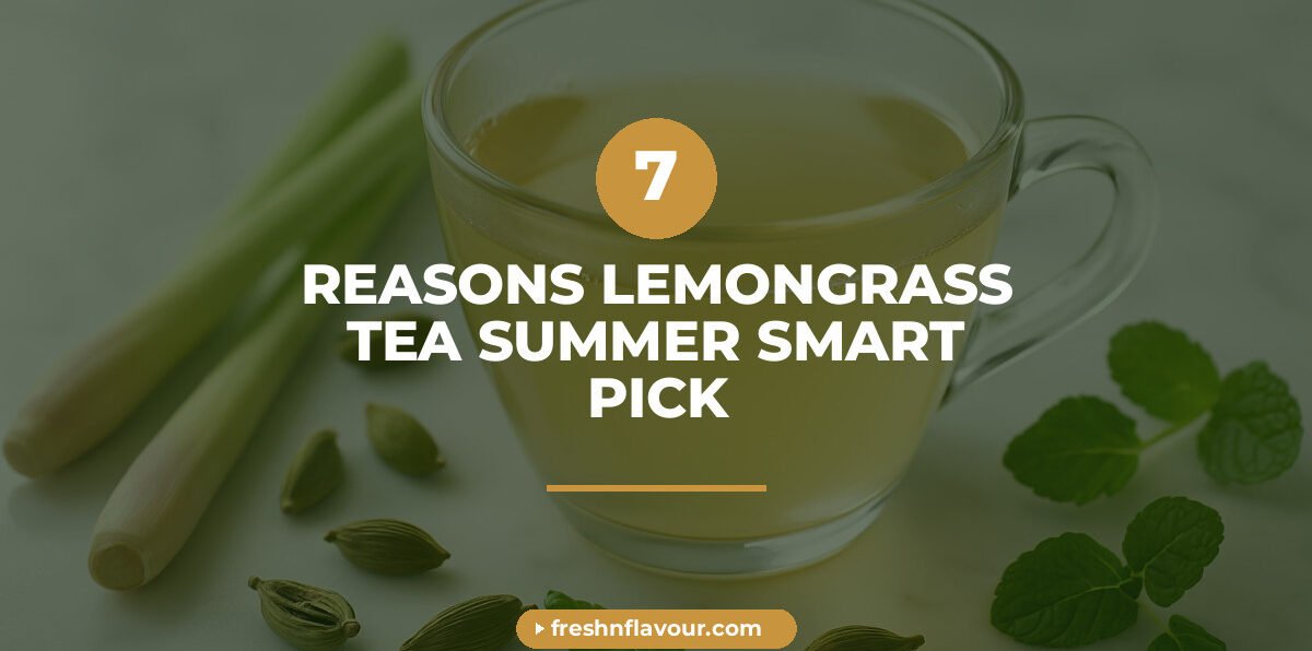 Glass cup of lemongrass tea for summer with fresh lemongrass and mint on marble counter