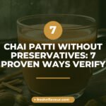 Chai patti without preservatives shown as whole spices and brewed tea in a glass cup