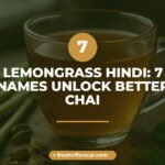 Lemongrass in Hindi shown as fresh lemongrass stalks beside a cup of chai