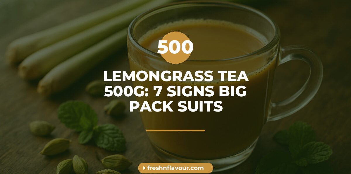 Glass cup of lemongrass tea 500g blend brewed with milk and fresh lemongrass stalks