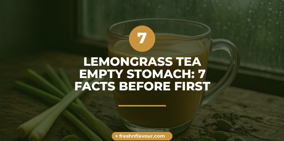 Cup of lemongrass tea empty stomach morning drink with lemongrass stalks and cardamom