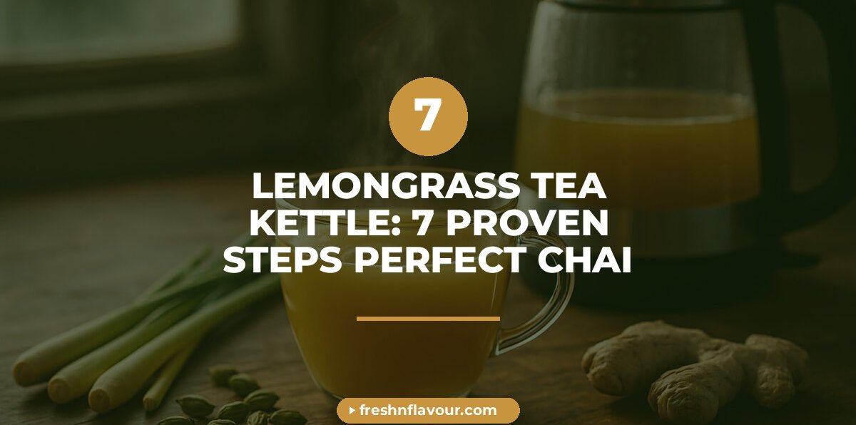 Lemongrass tea in kettle brewed with fresh spices in a cozy kitchen setting