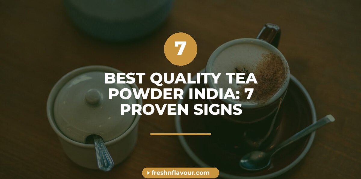 Cup of chai brewed from the best quality tea powder in India surrounded by whole spices