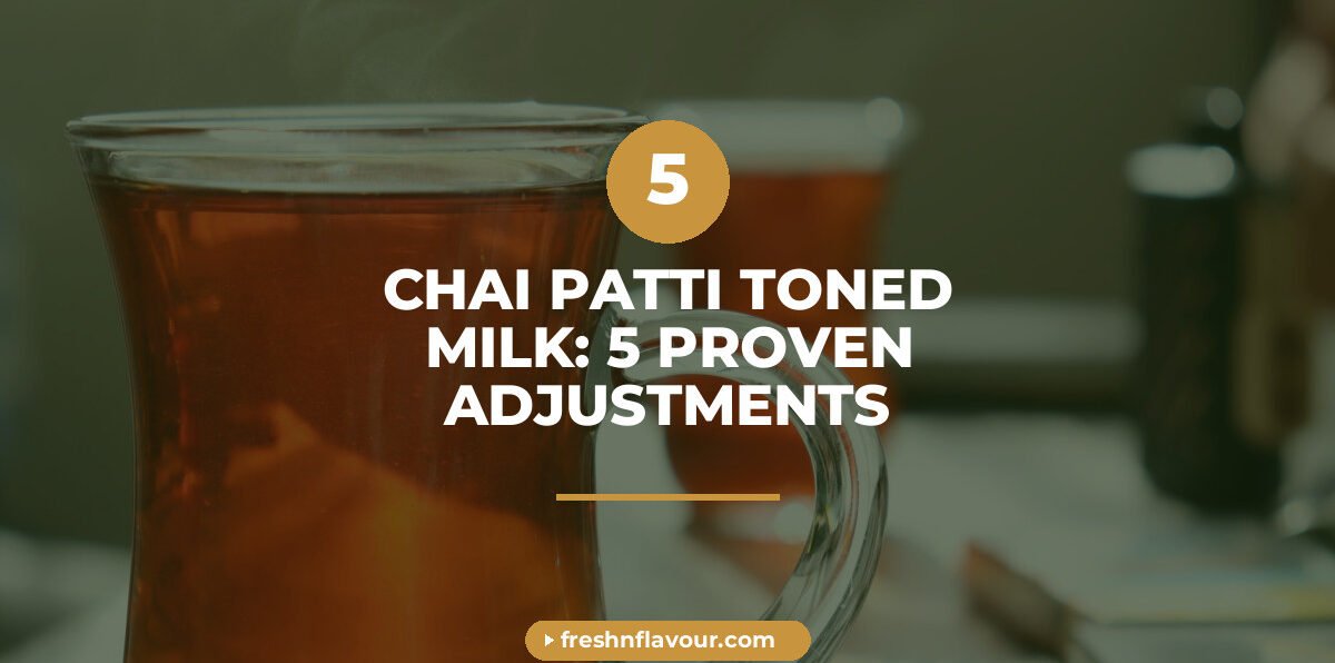 Chai patti for toned milk being brewed with cardamom and ginger in a glass cup