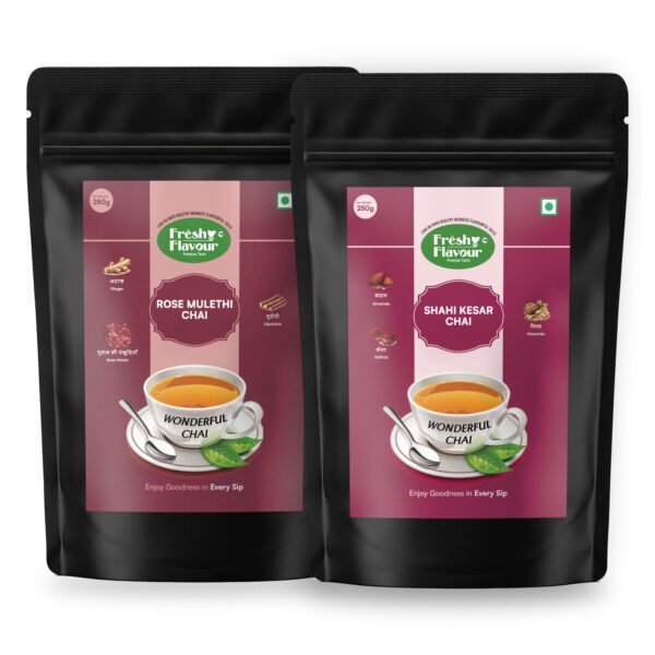 Fresh n Flavour Festive Pair: Shahi Kesar + Rose Mulethi Chai Combo — 500g (250g + 250g)