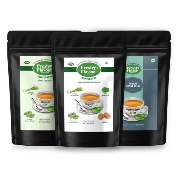 Fresh n Flavour Daily Trio: Delightful + Flavourful + Assam Royal Chai Combo — 750g (3 × 250g)